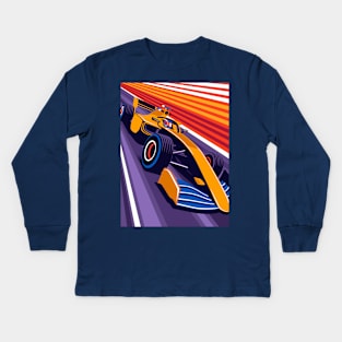 Orange Car - Racing Team Kids Long Sleeve T-Shirt